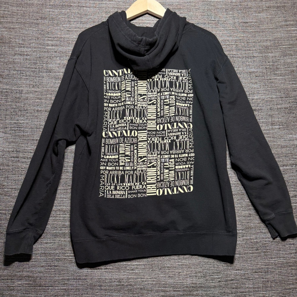 Ricky Martin Hoodie Adult L Black LS Cantalo Back Print Tour Merch Music Pop